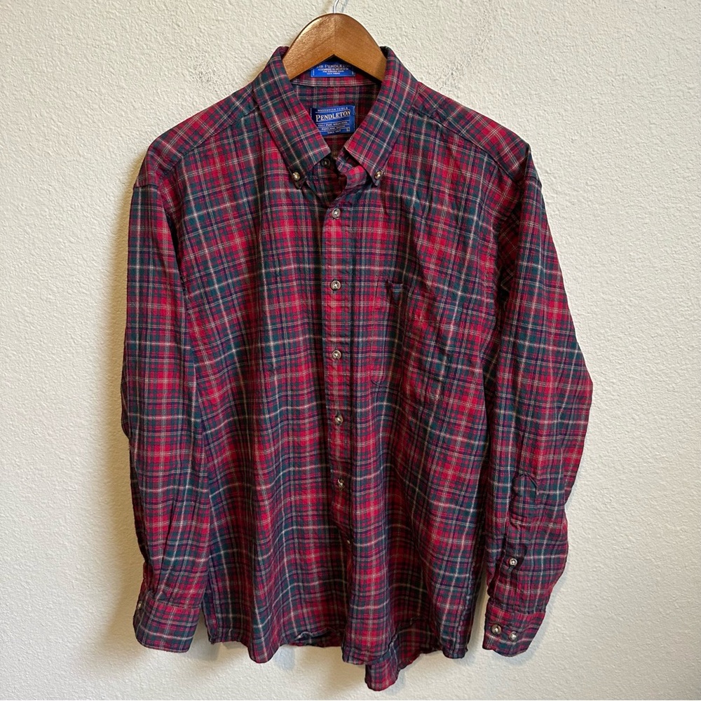 Pendleton Sir Pendleton Wool Plaid Flannel Button… - image 1